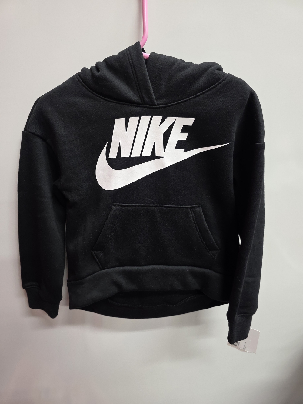 Nike Black Hoodie with White Swoosh Logo - Kids